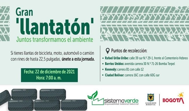 Nueva jornada de ‘llantatón’ en Bogotá  este 22 de diciembre